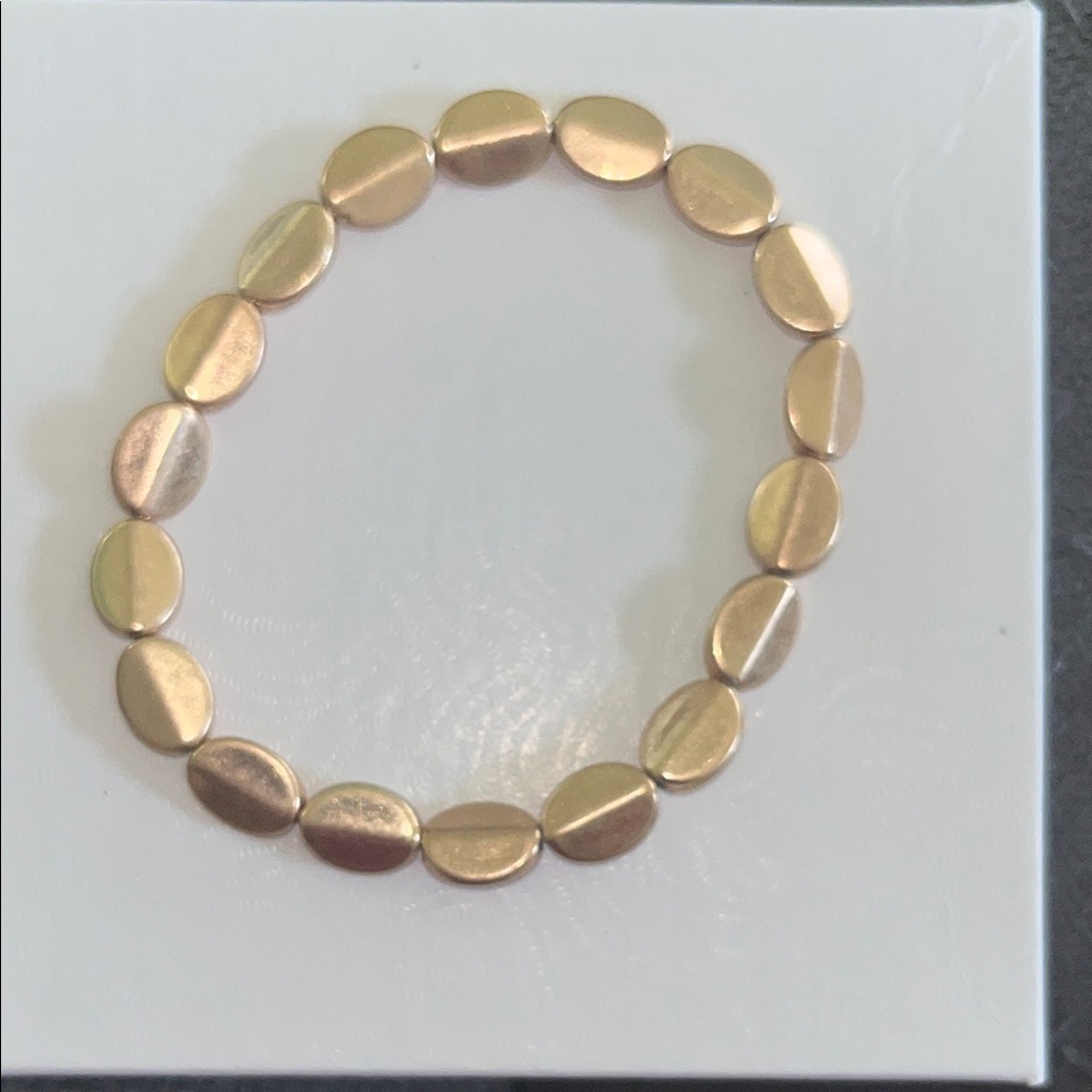 Champagne/bronze Tone Oval Bead Stretch Bracelet